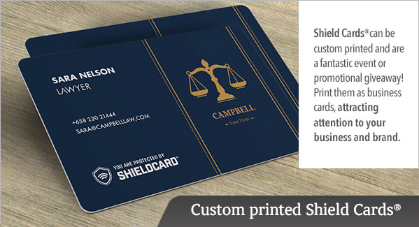 Image 1 Custom Printed Shield Cards. Shield Cards can be custom printed and are a fantastic event or promotional giveaway! Print them as business cards, attracting attention to your business and brand.